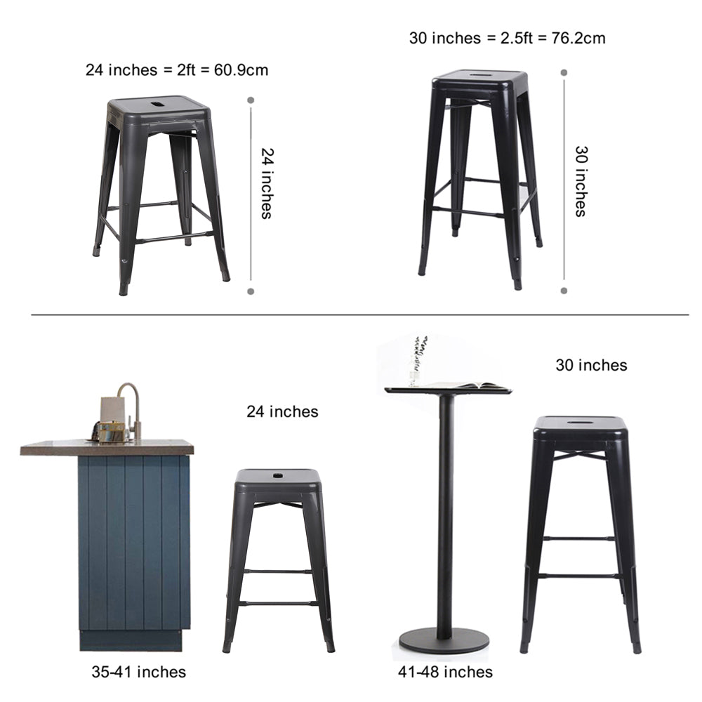 GIA Gun Gray Color 24 Inch Backless Metal Stool
