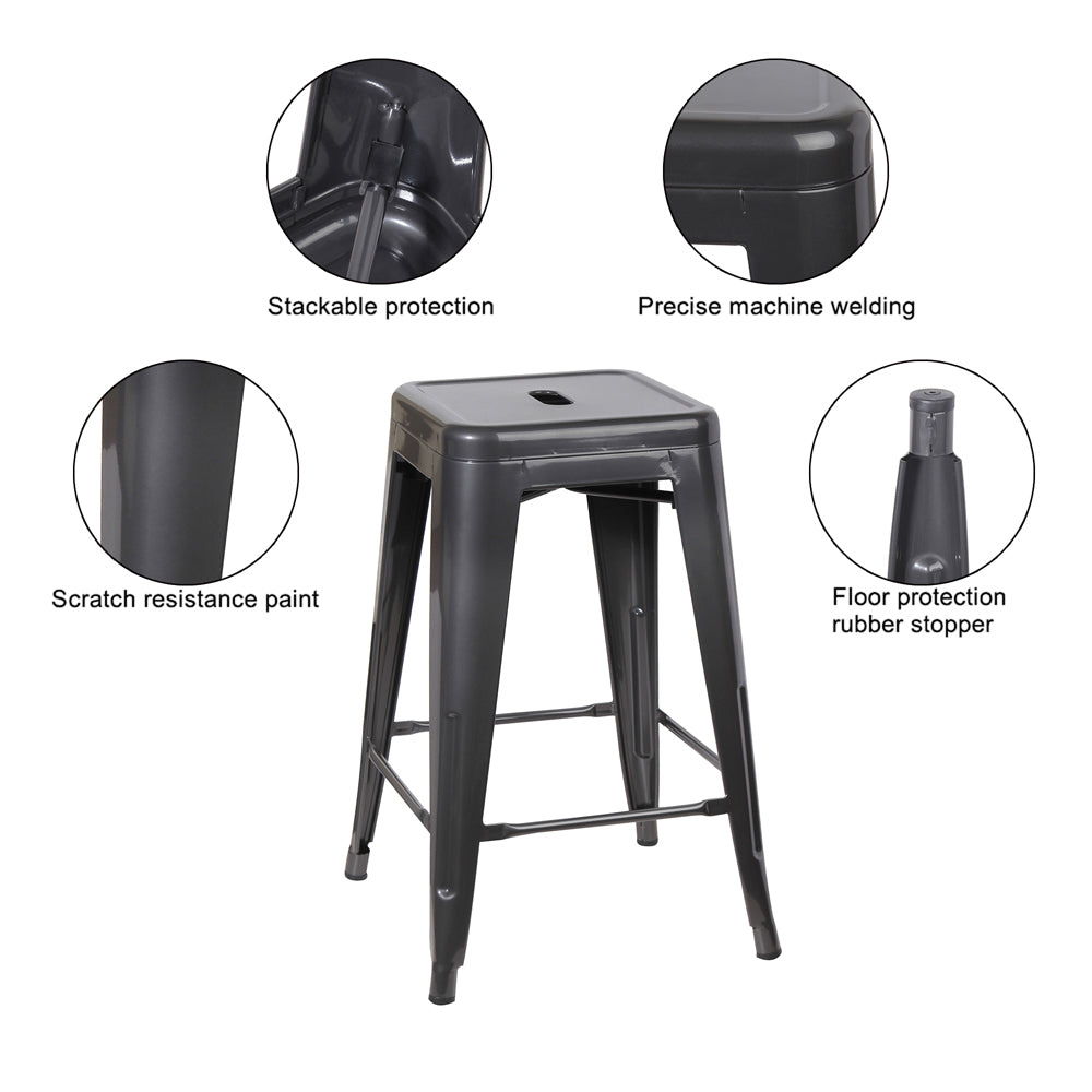 GIA Gun Gray Color 24 Inch Backless Metal Stool