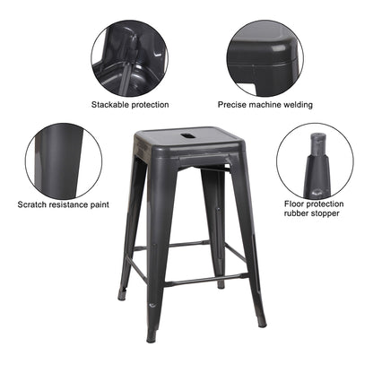 GIA Gun Gray Color 24 Inch Backless Metal Stool