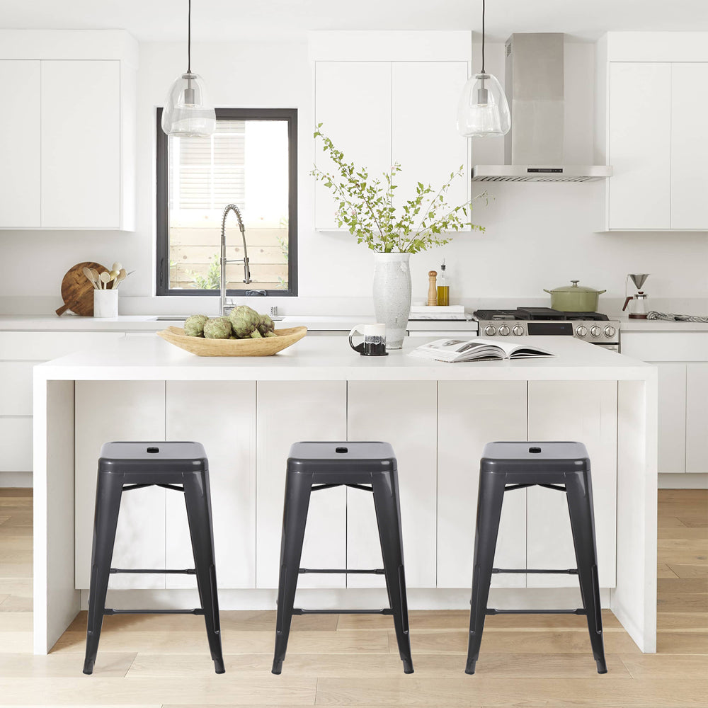 GIA Gun Gray Color 24 Inch Backless Metal Stool