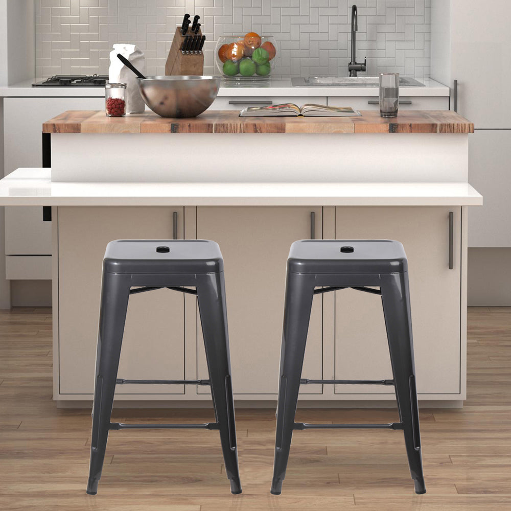 GIA Gun Gray Color 24 Inch Backless Metal Stool