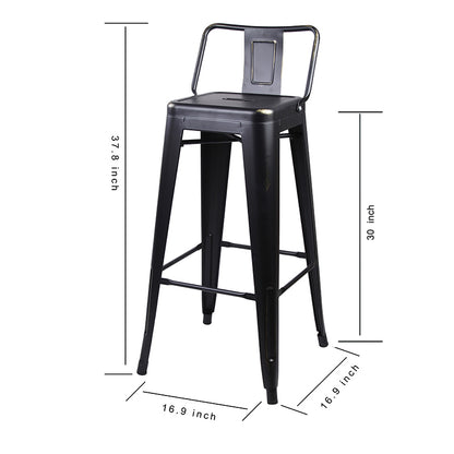 GIA 30 Inches High Back Black Metal Stool