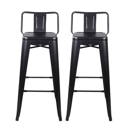 GIA 30 Inches High Back Black Metal Stool