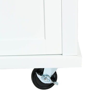 White Store Kitchen Cart with Storage Cabinet and 3 Drawers