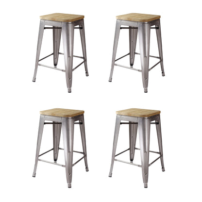 GIA Gunmetal 24 Inch Metal Counter Stools with Light Wooden Seat
