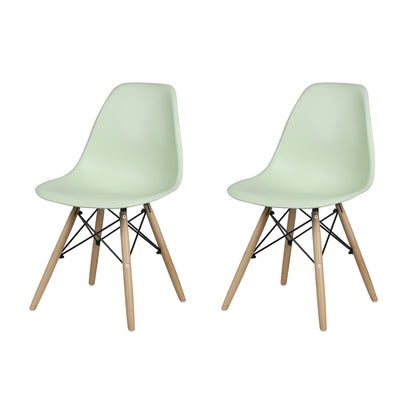 GIA Plastic Armless Chair Wood Legs-Green