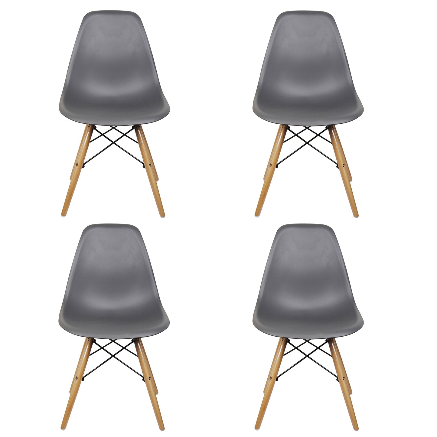 GIA Plastic Armless Chair Wood Legs-Dark Gray