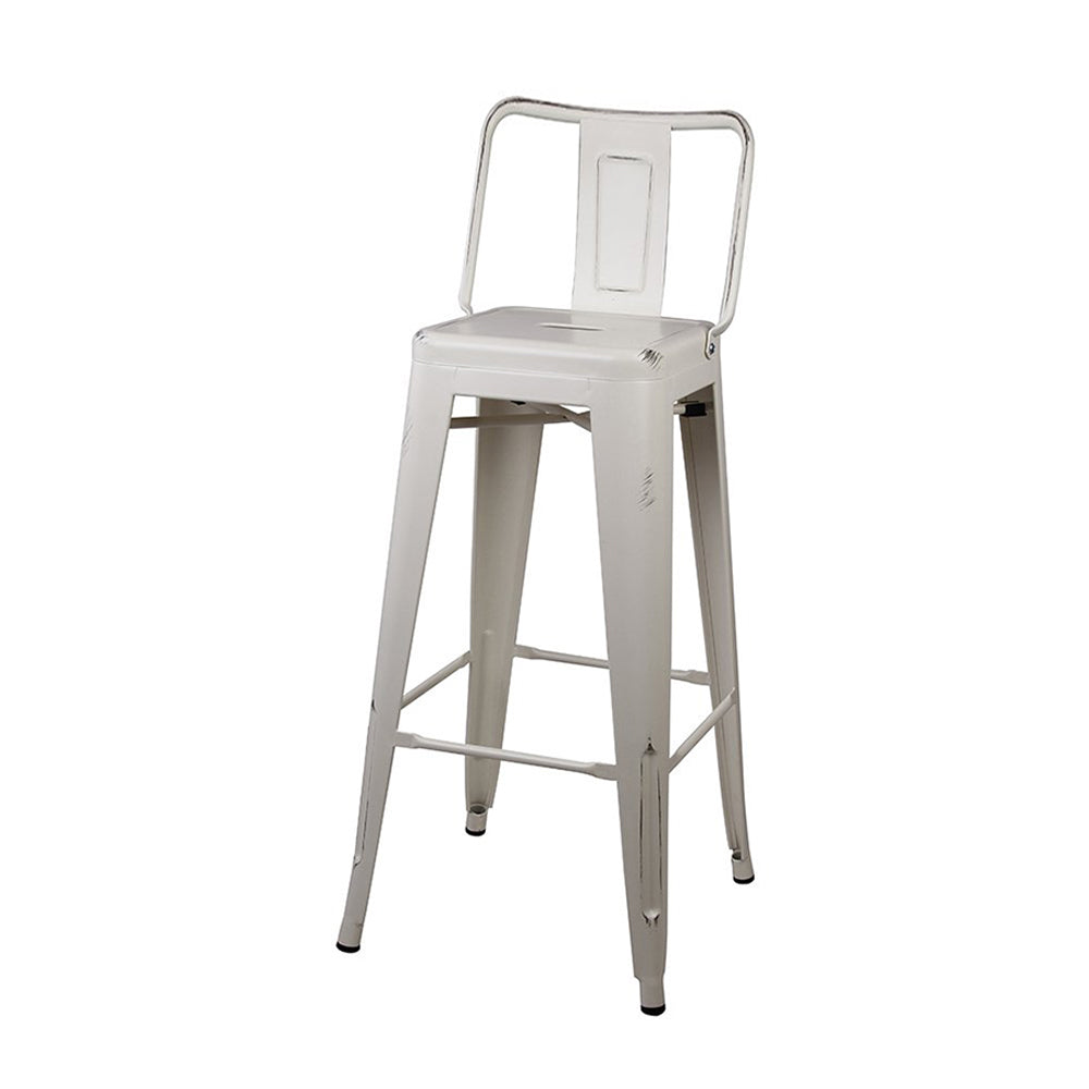 GIA 30 Inches High Back White Metal Stool