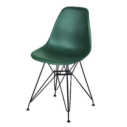 GIA Plastic  Armless Chair with Metal Legs-Dark Green