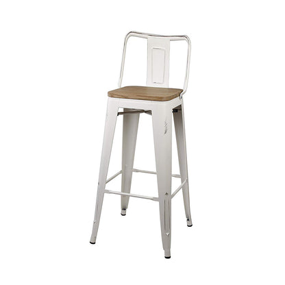 GIA 30 Inches High Back White Metal Stool with Light Wood Seat