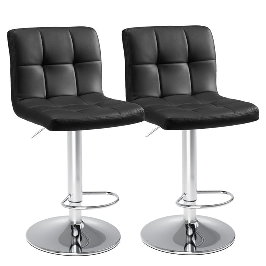 Bar stools 1 set of 2, counter height bar stools, square cushion bar stools with back, footstool, cafe, black, 2 pieces