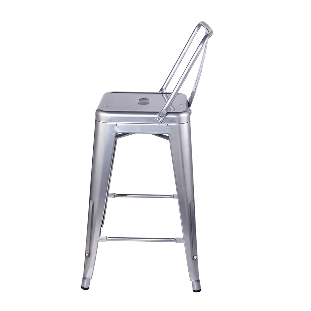 GIA 30 Inches High Back Silver Metal Stool