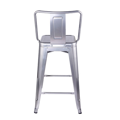 GIA 30 Inches High Back Silver Metal Stool