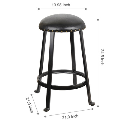 GIA 24 Inch Black Round Bar Stool