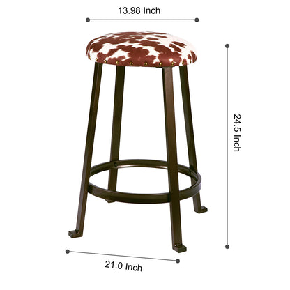 GIA 24 Inch Brown Cow Round Stool 2 Pack