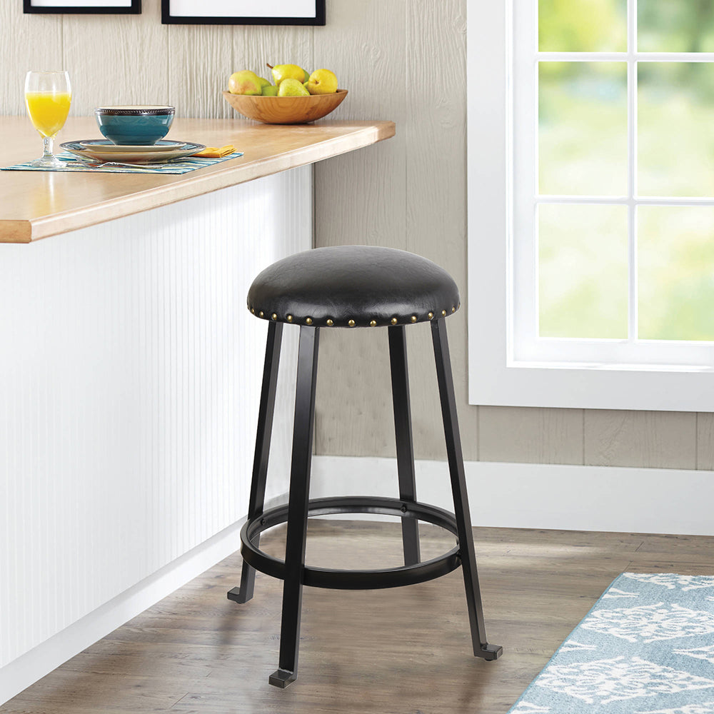 GIA 24 Inch Black Round Bar Stool