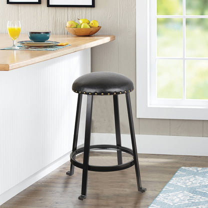 GIA 24 Inch Black Round Bar Stool