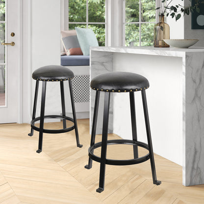 GIA 24 Inch Black Round Bar Stool