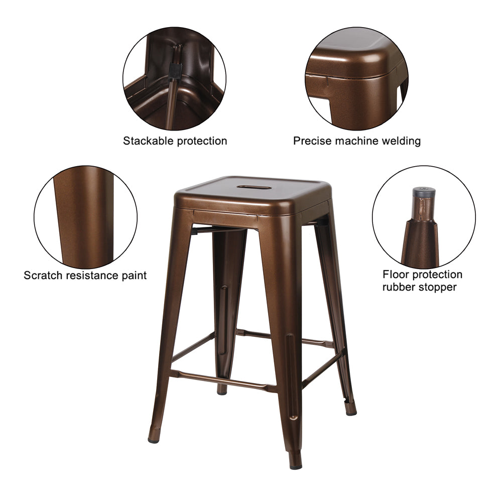 GIA Coffee Color 24 Inch Backless Metal Stool