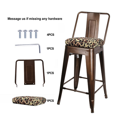 GIA 24 Inches High Back Coffee Metal Stool