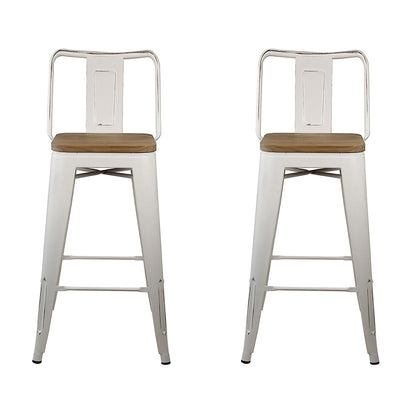 GIA 30 Inches High Back White Metal Stool with Light Wood Seat