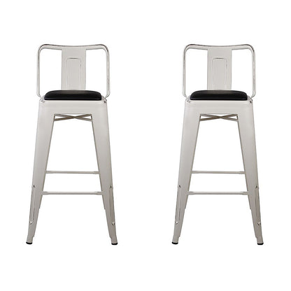 GIA 30 Inches High Back White Metal Stool with Black PU Seat
