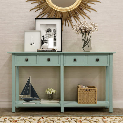 Console Table with Drawers and Bottom Shelf for Living Room