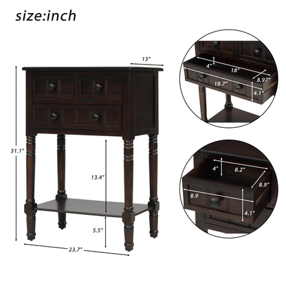 Console Table, Slim Sofa Table with Three Storage Drawers