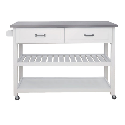 White Kicthen Cart With Two Drawers