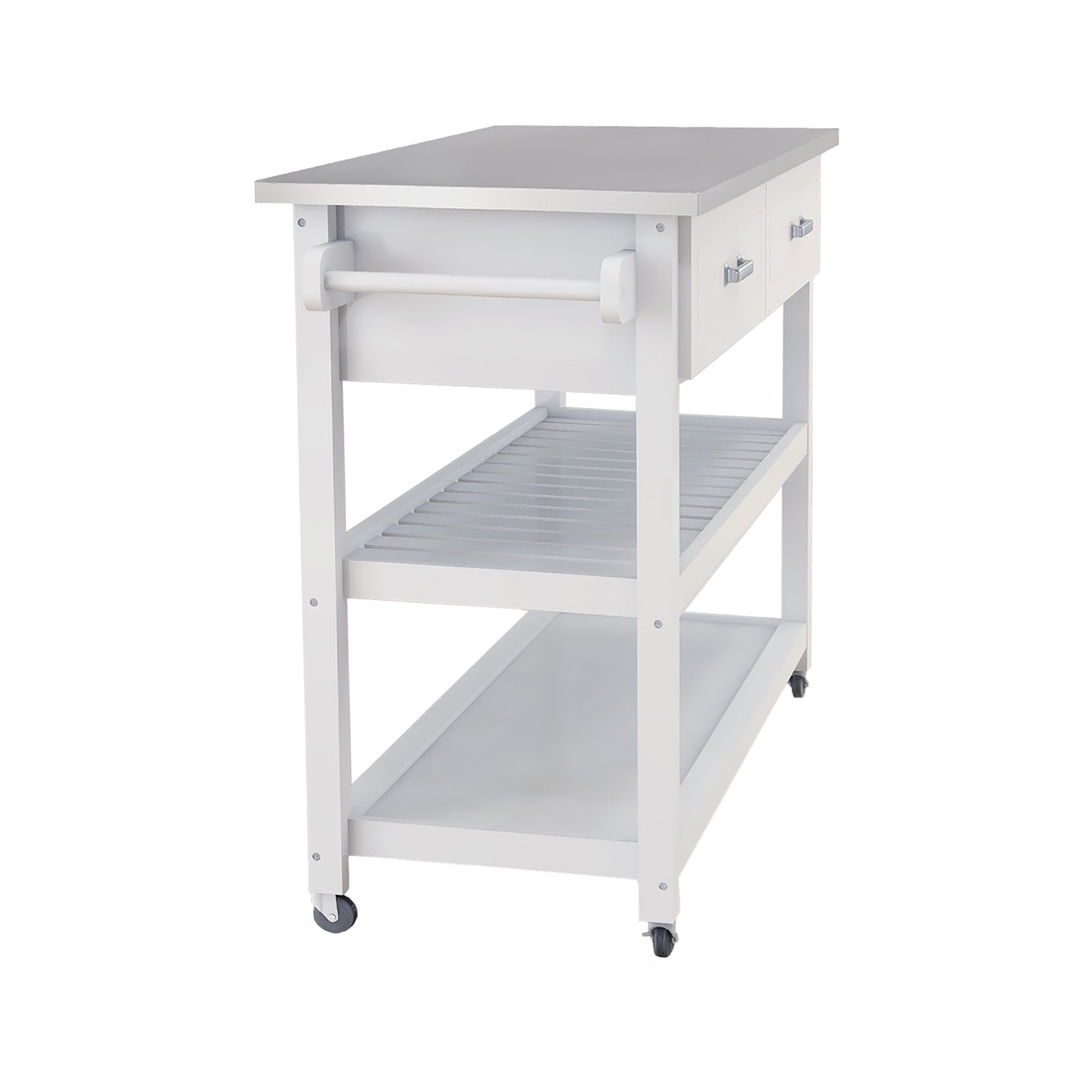 White Kicthen Cart With Two Drawers