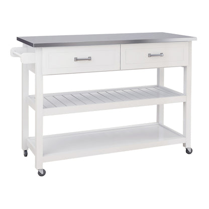White Kicthen Cart With Two Drawers