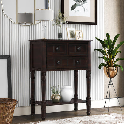 Console Table, Slim Sofa Table with Three Storage Drawers