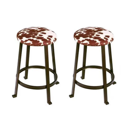 GIA 24 Inch Brown Cow Round Stool 2 Pack