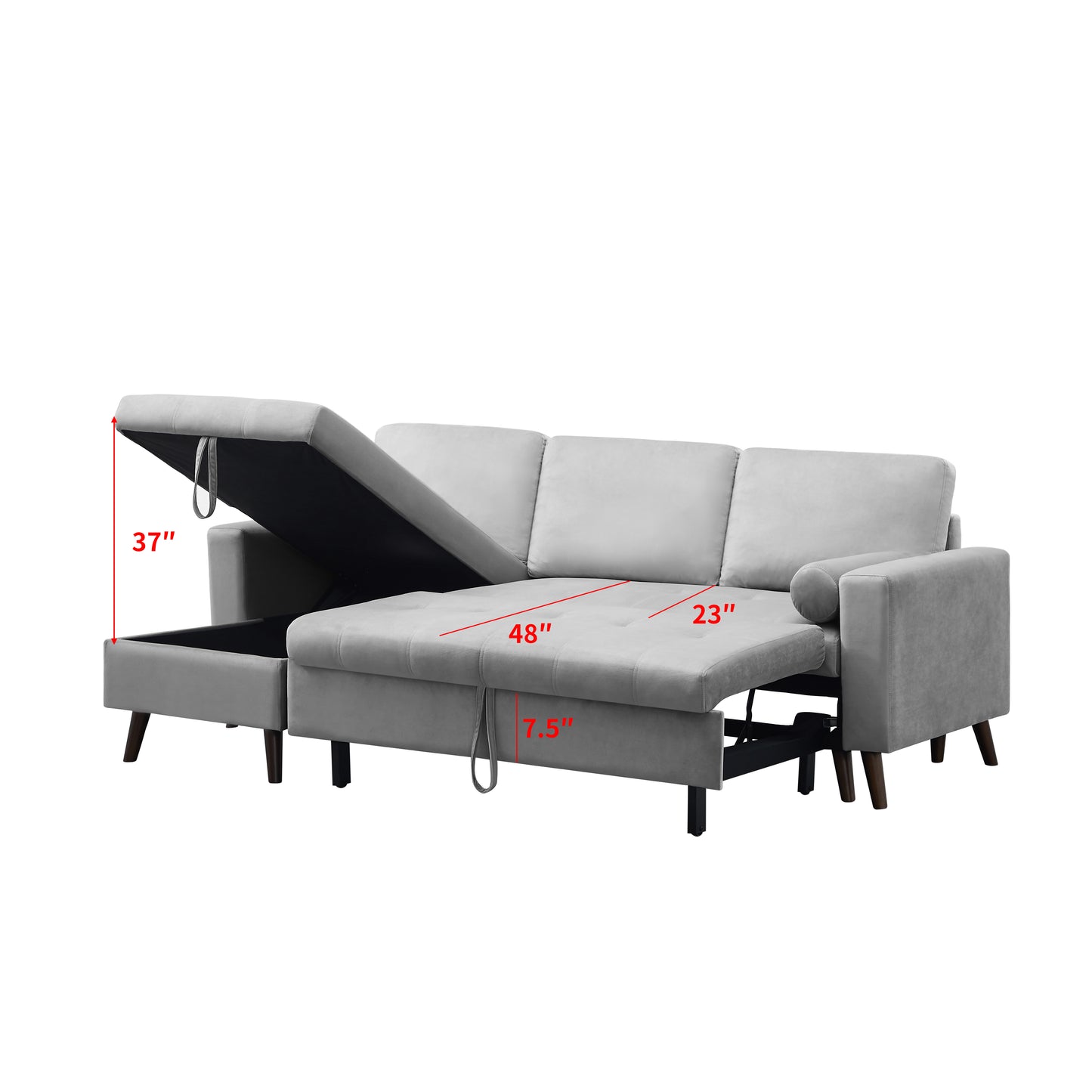 Reversible Pull out Sleeper Sectional Storage Sofa Bed