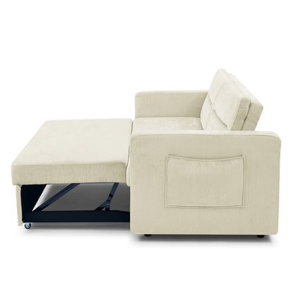 Loveseats Sofa Bed with Pull-out Bed,Adjsutable Back and Two Arm Pocket