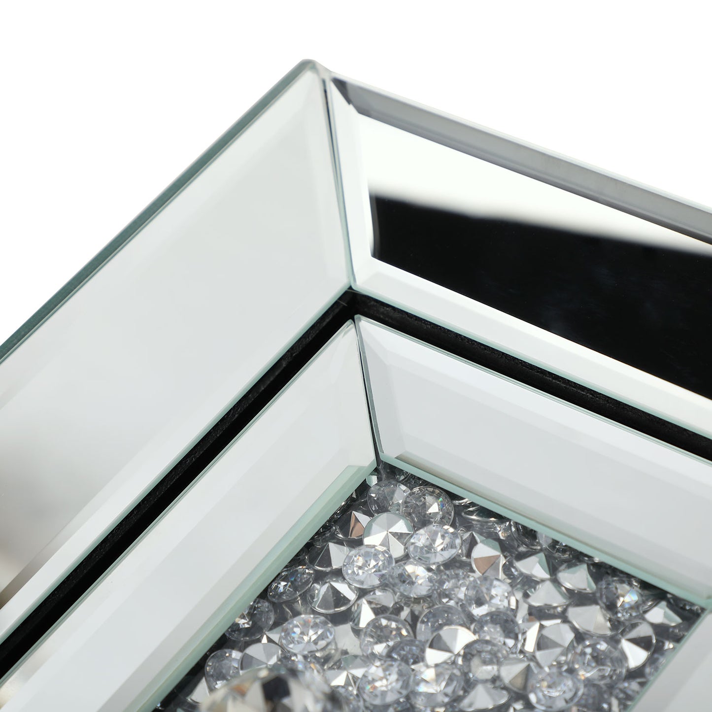 Modern Mirrored Nightstand with 3 Crystal Diamond Drawers