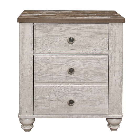 Transitional-Rustic Style Nightstand with Two Drawers