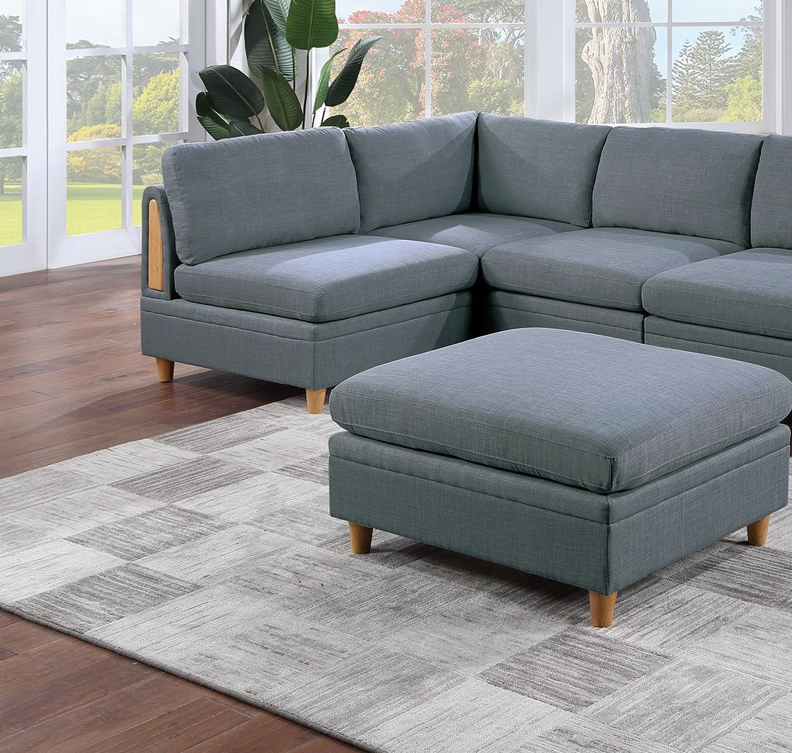 Living Room Furniture Ottoman Steel Color Dorris Fabric 1pc Cushion ottomans