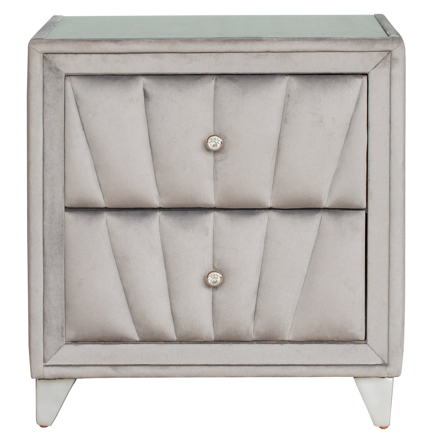 Upholstered Wooden Nightstand with Two Drawers