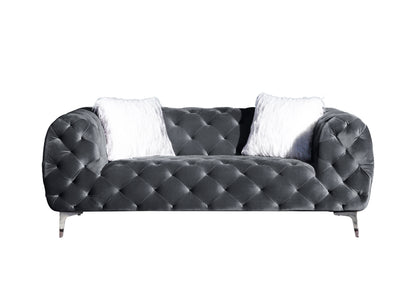 Grey Elegant Velvet Living Room Ottoman