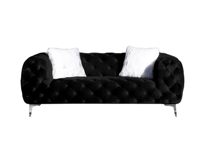 Black Elegant Velvet Living Room Ottoman