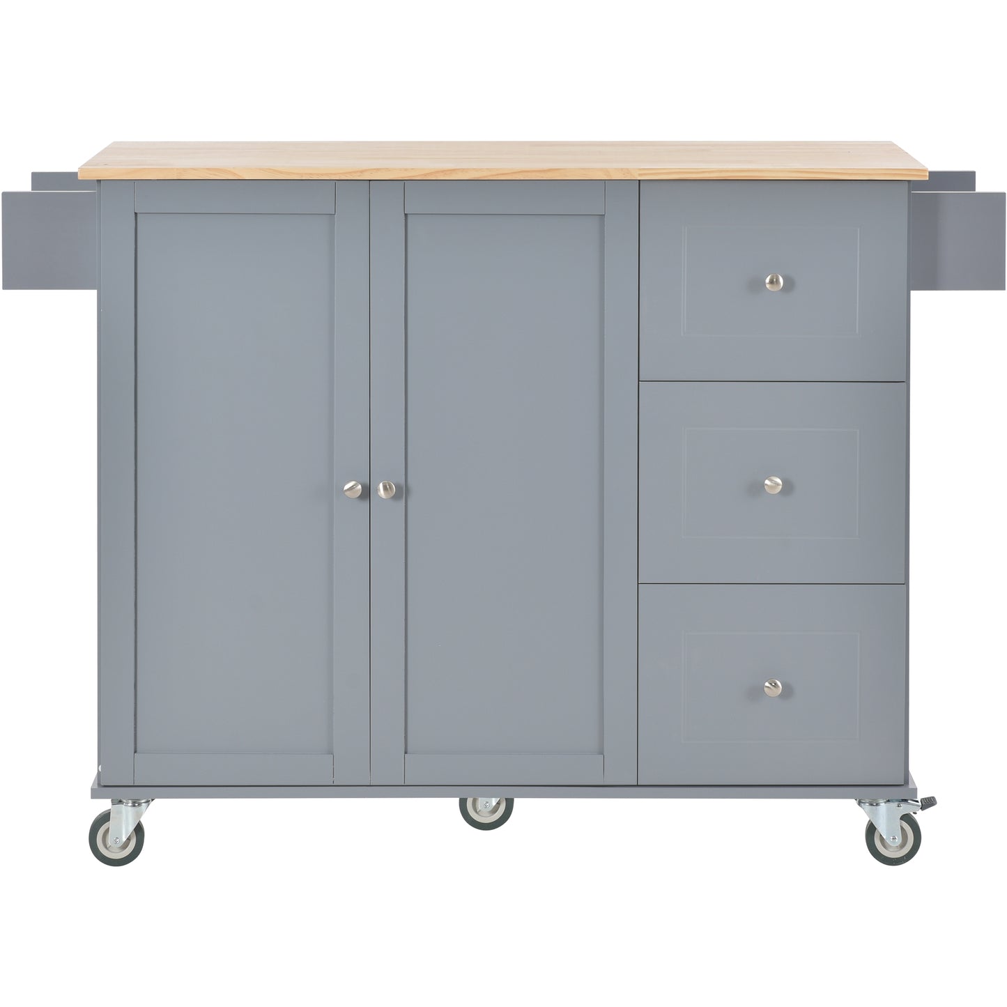 Rolling Mobile Kitchen Island（Grey Blue）