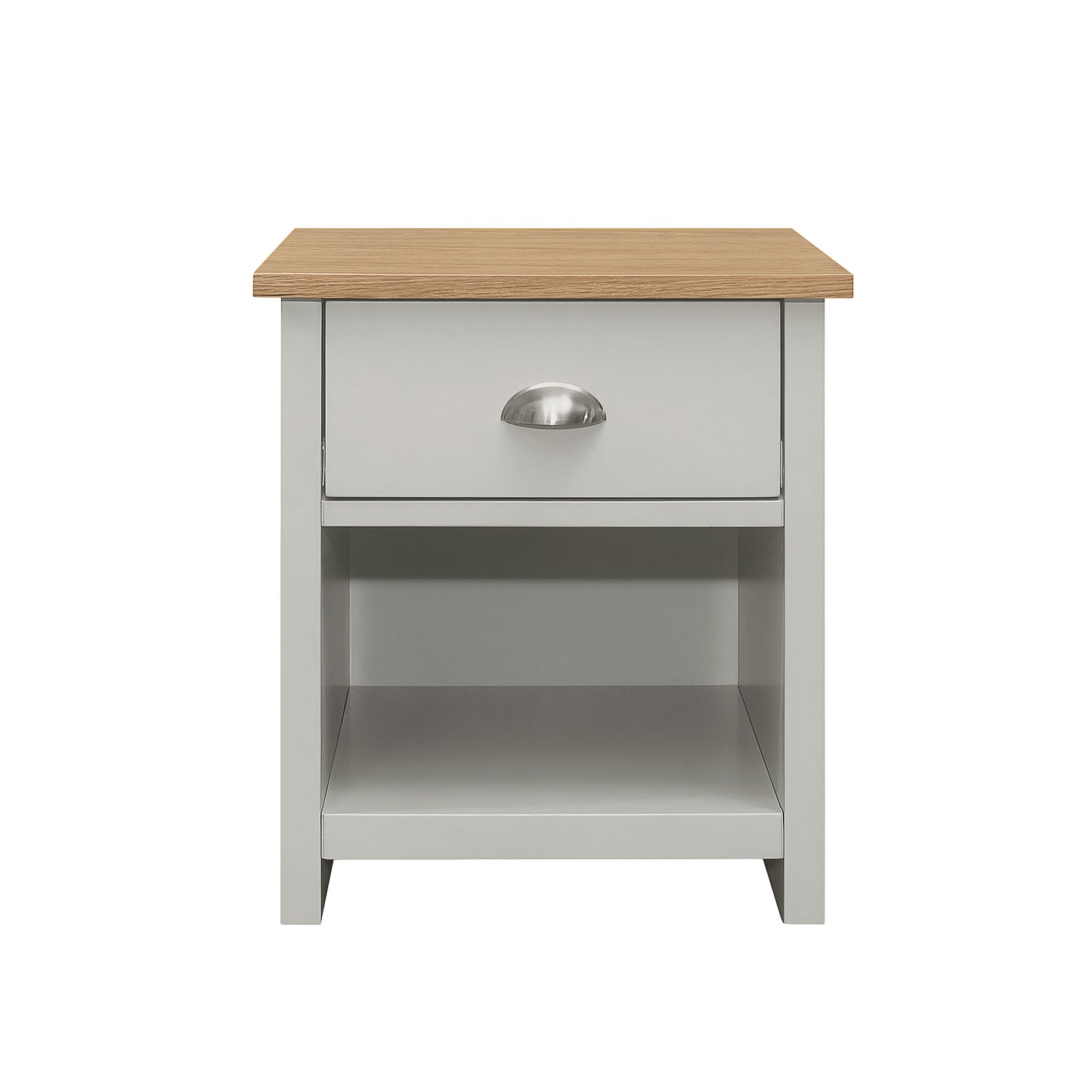 Country Gray Solid One Drawer Nightstand Side Table