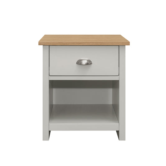 Country Gray Solid One Drawer Nightstand Side Table