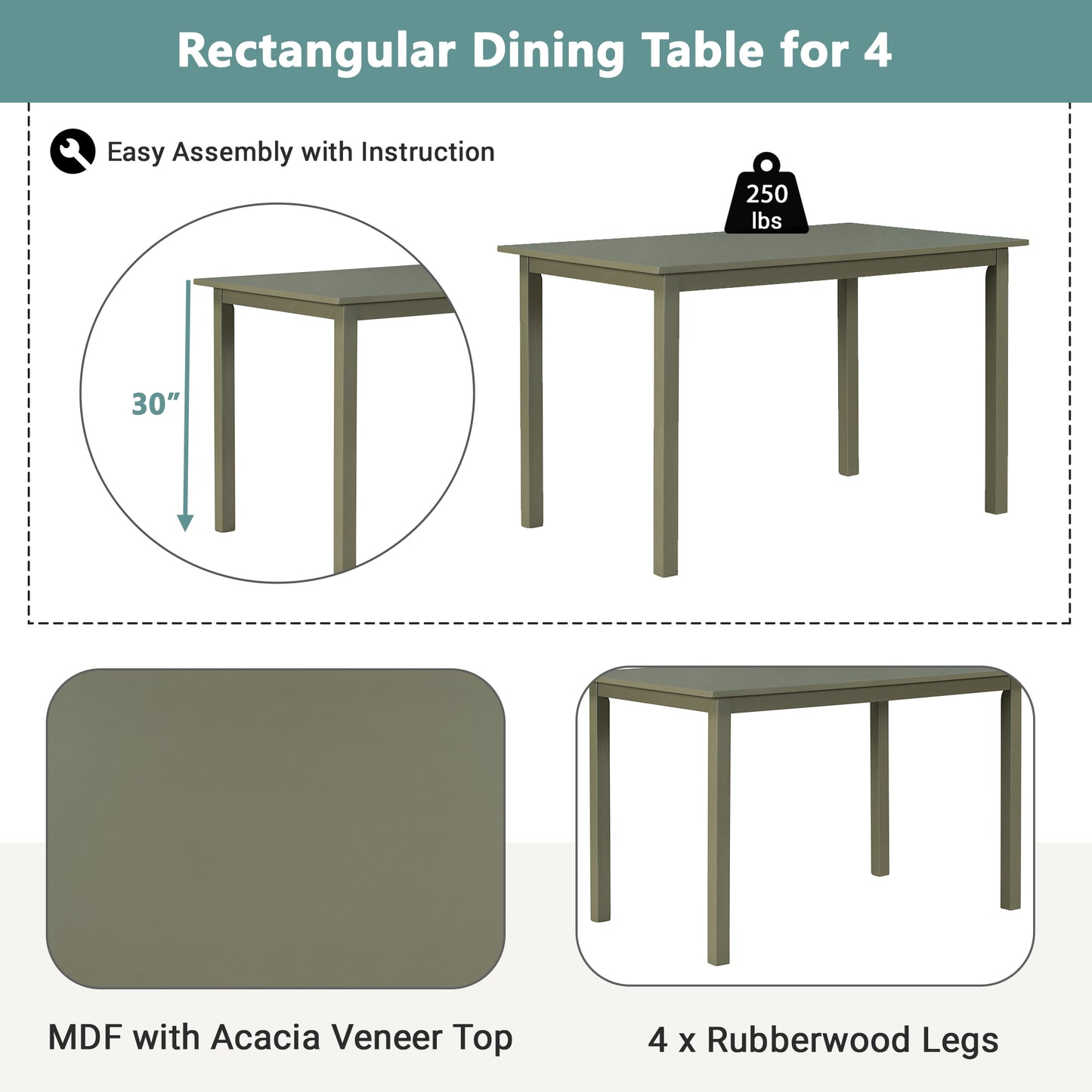 5-piece Wooden Dining Set