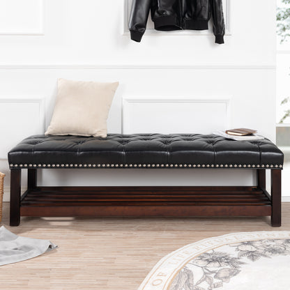 Wooden Base Upholstered Bench for Bedroom for Entryway