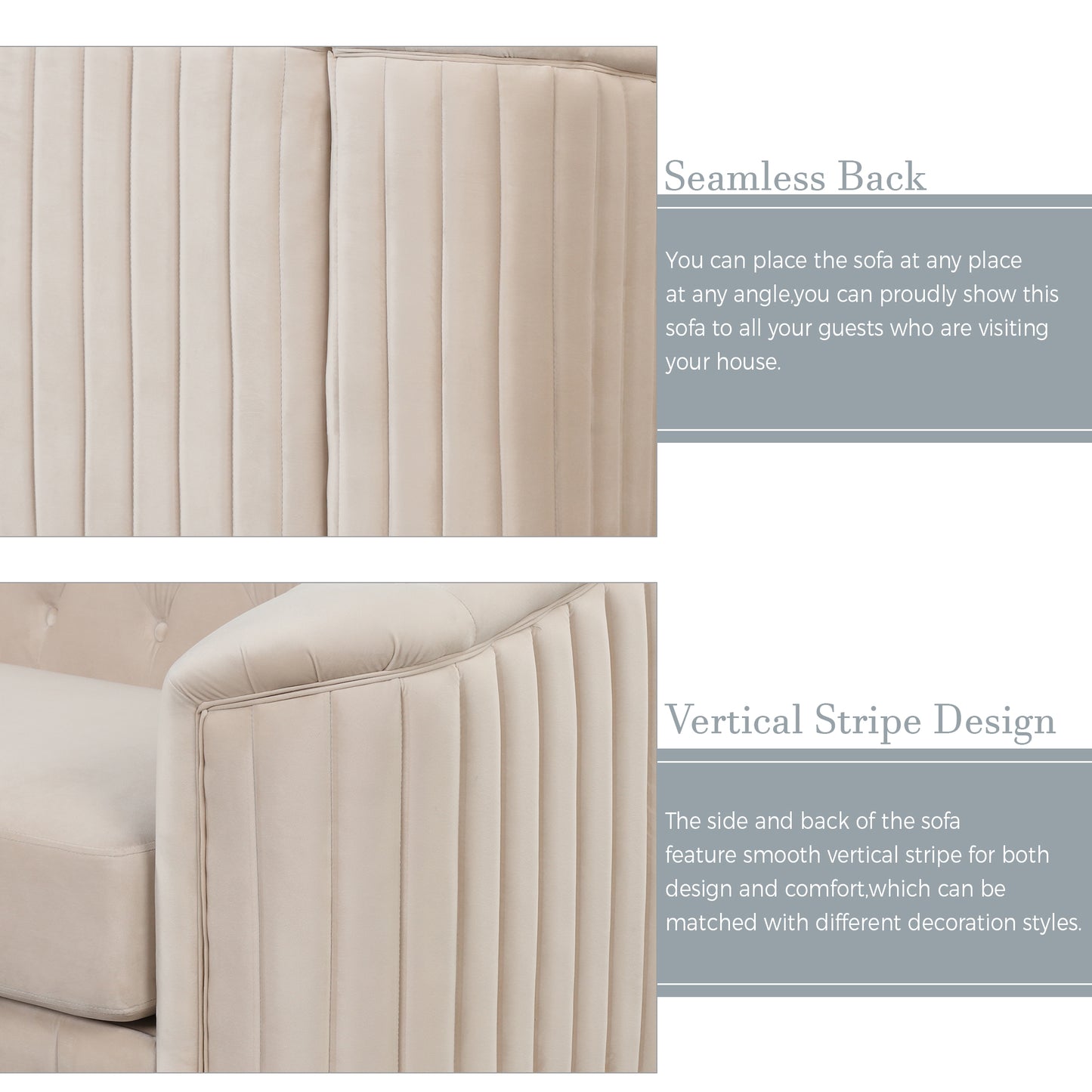 Velvet Upholstered Accent Sofa