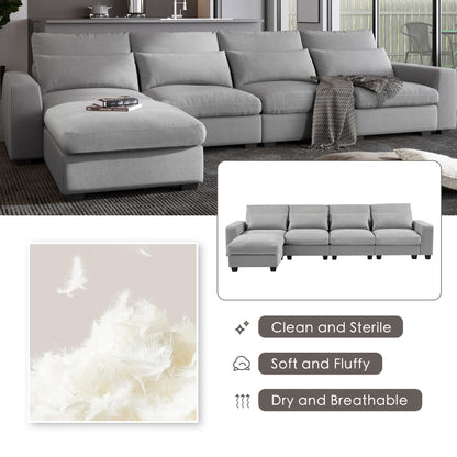 Modern Large L-Shape Feather Filled Sectional Sofa