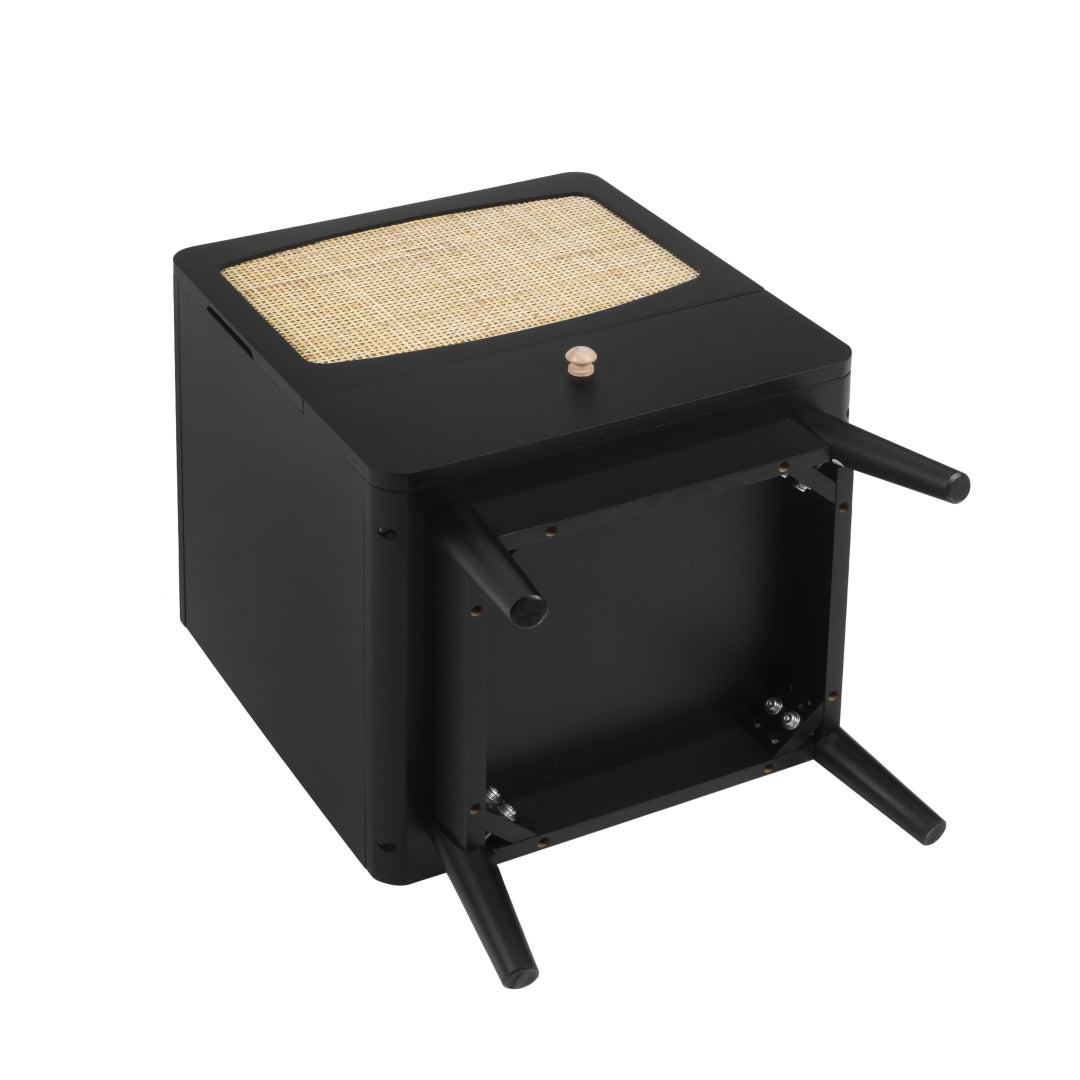 Black Nightstand, Bedside Table with one Storage Drawer