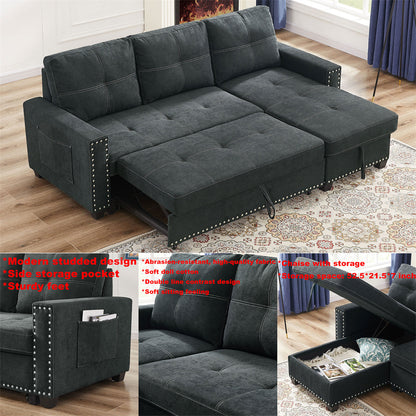 Sleeper Sofa Bed Reversible Sectional Couch with Storage Chaise